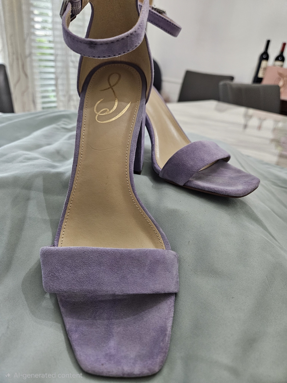 Sam Edelman Lavender Suede Ankle-Strap Block Heel Sandals - Women